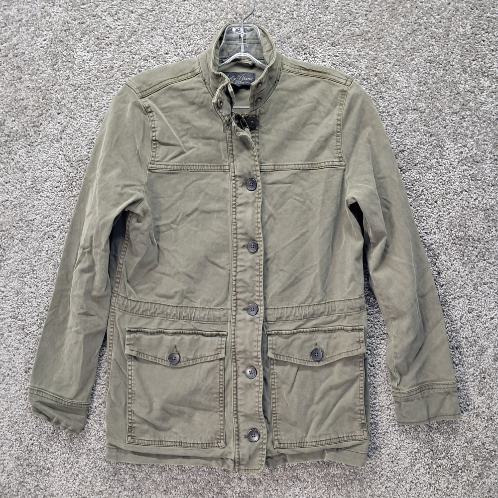 Lucky Brand Womens Utility Jacket Olive Green Button Front Field Coat Small